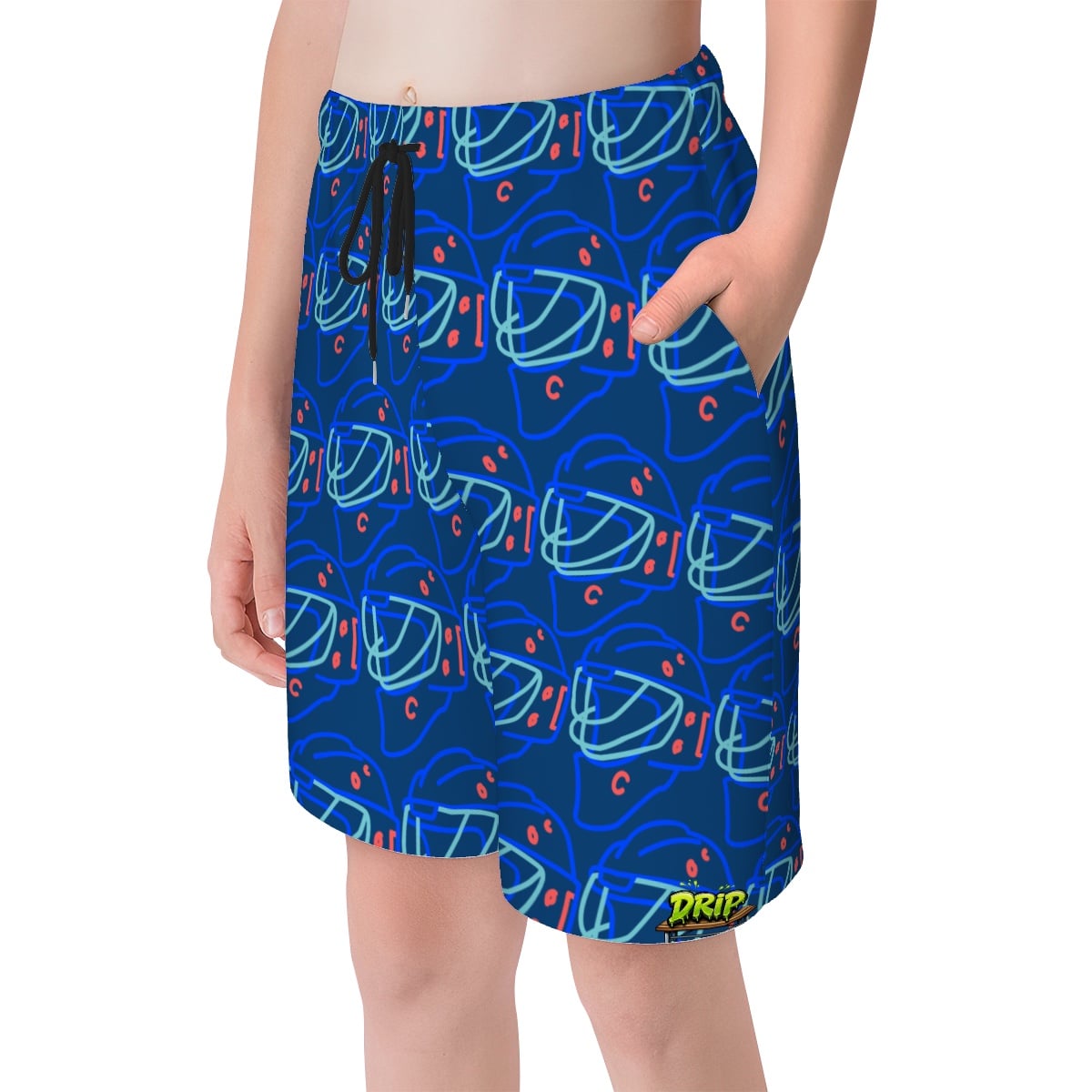 Youth Swim Shorts - Goalie Helmet Sketch Midnight