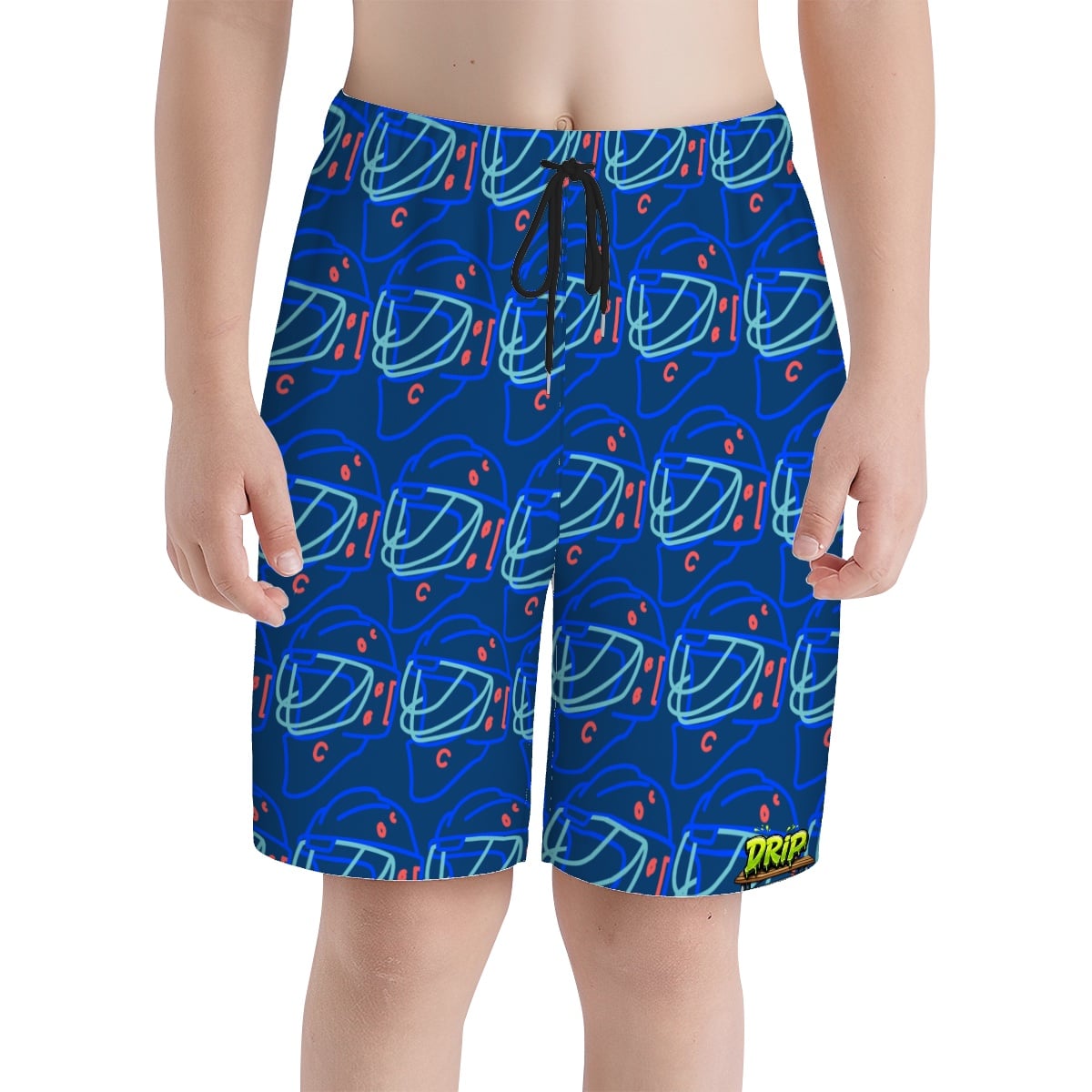 Youth Swim Shorts - Goalie Helmet Sketch Midnight