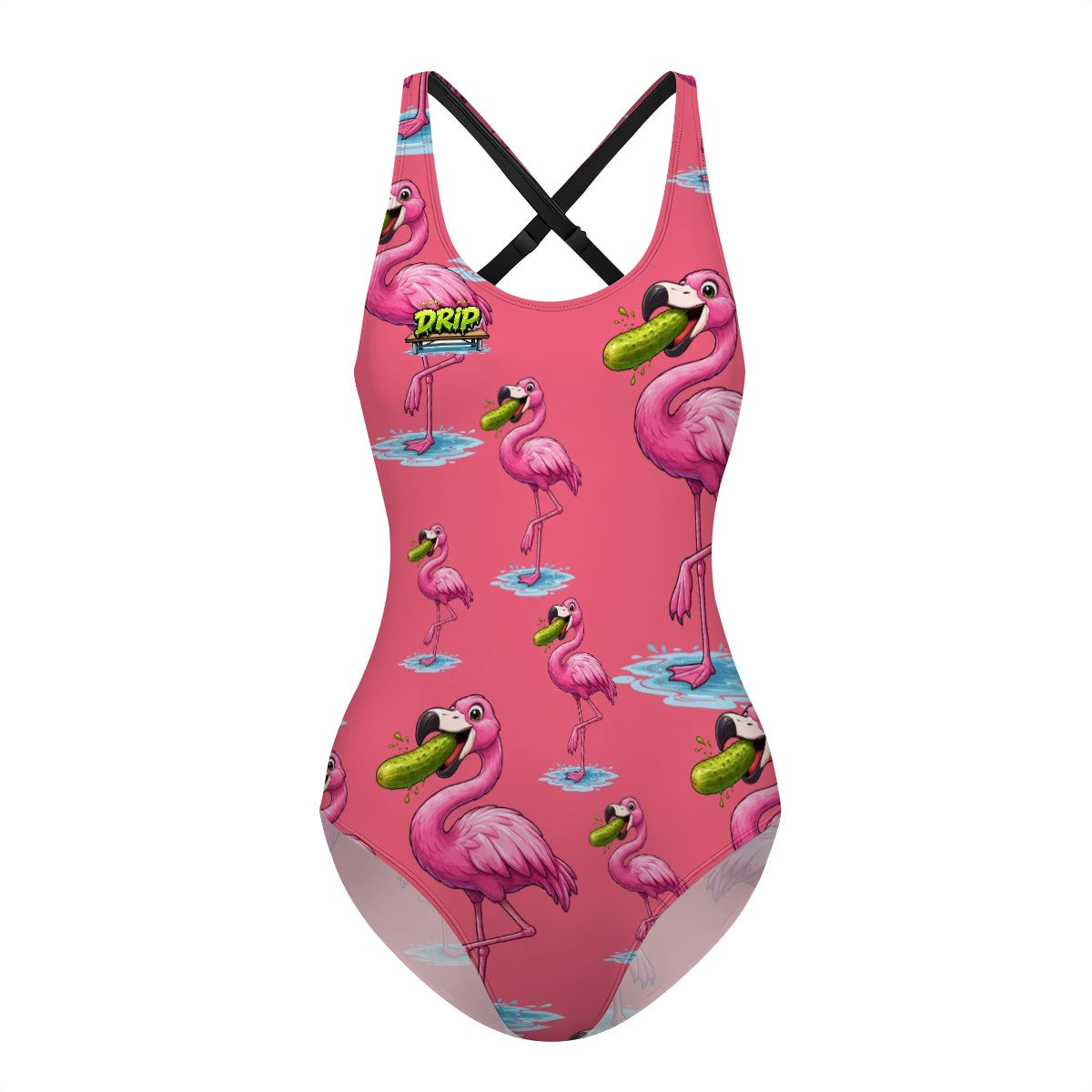 Cross-Back One Piece Swimsuit Women - Flamingo Pickle Pink