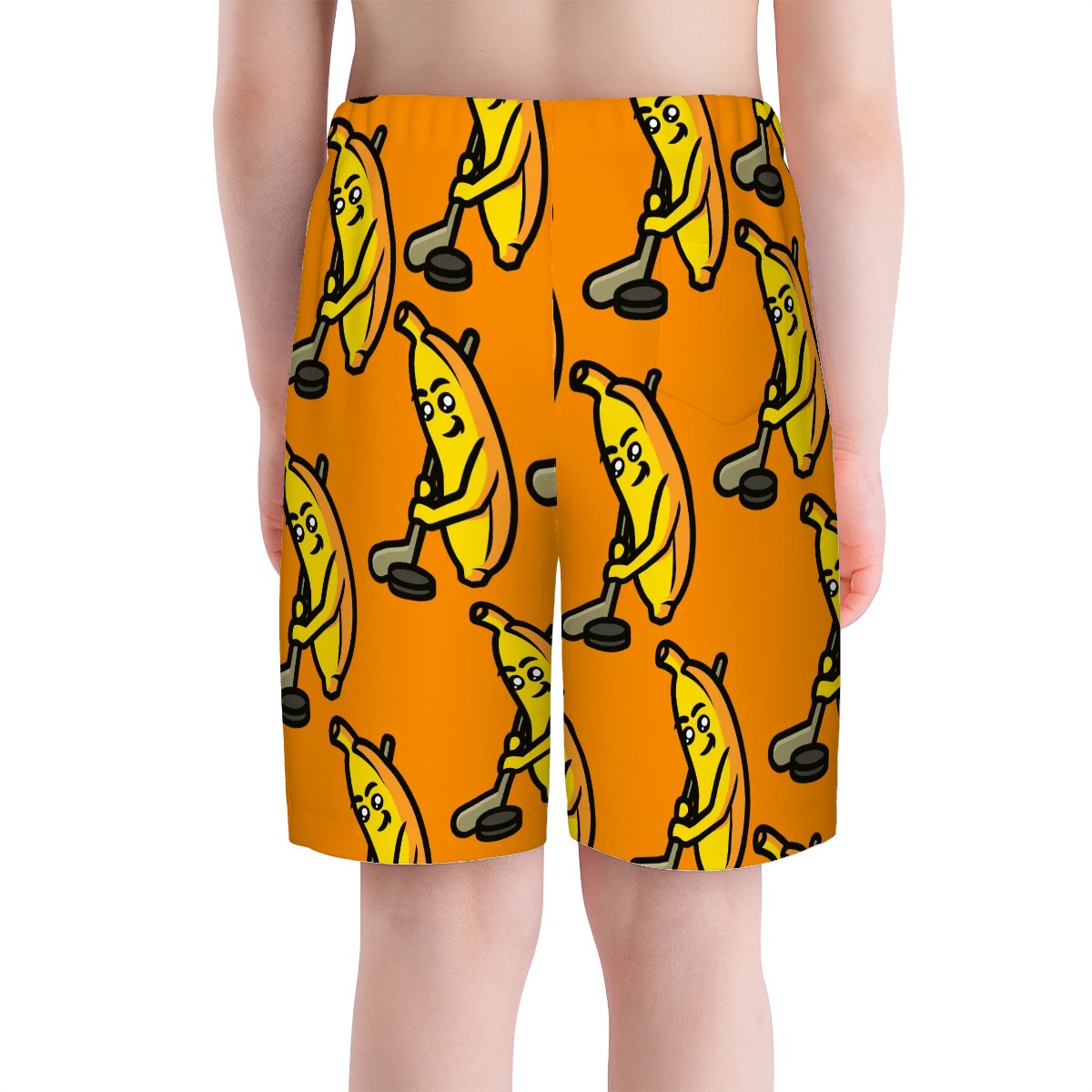 Youth Swim Shorts - Bananas for Hockey Orange