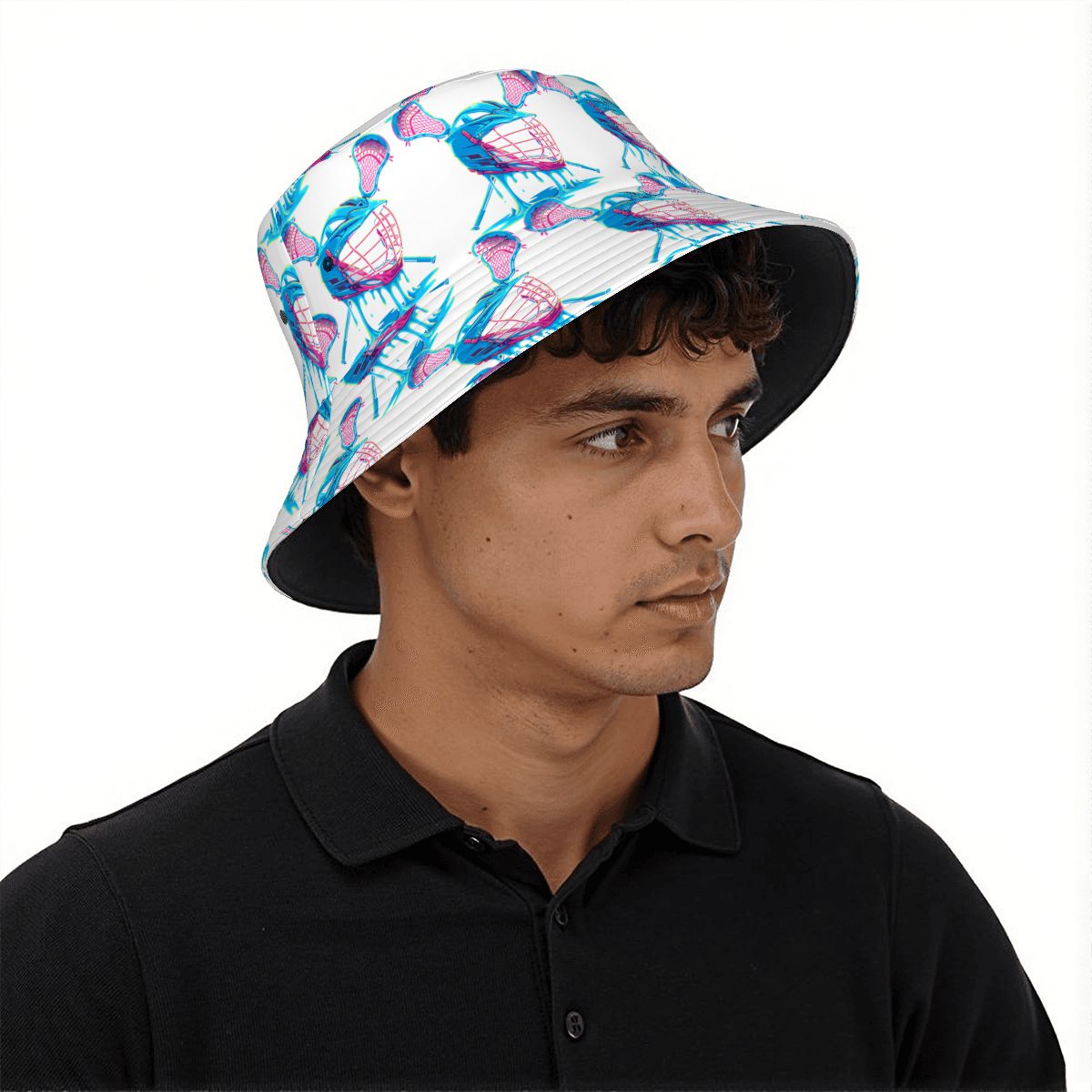 Drip Bucket Hat - Lacrosse Helmet Sticks White
