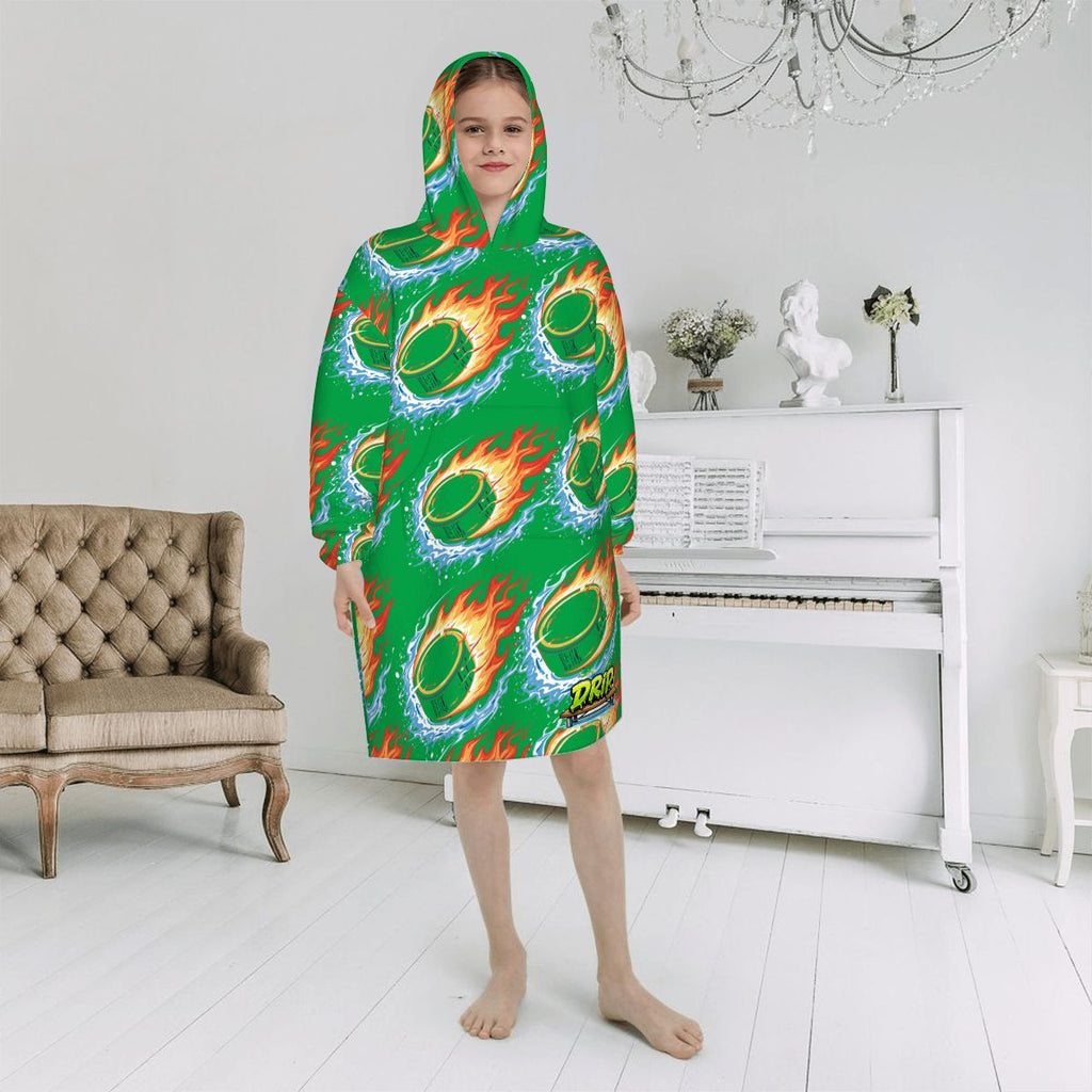 Youth Blanket Sweatshirt - Flamin Hockey Pucks Classic Green