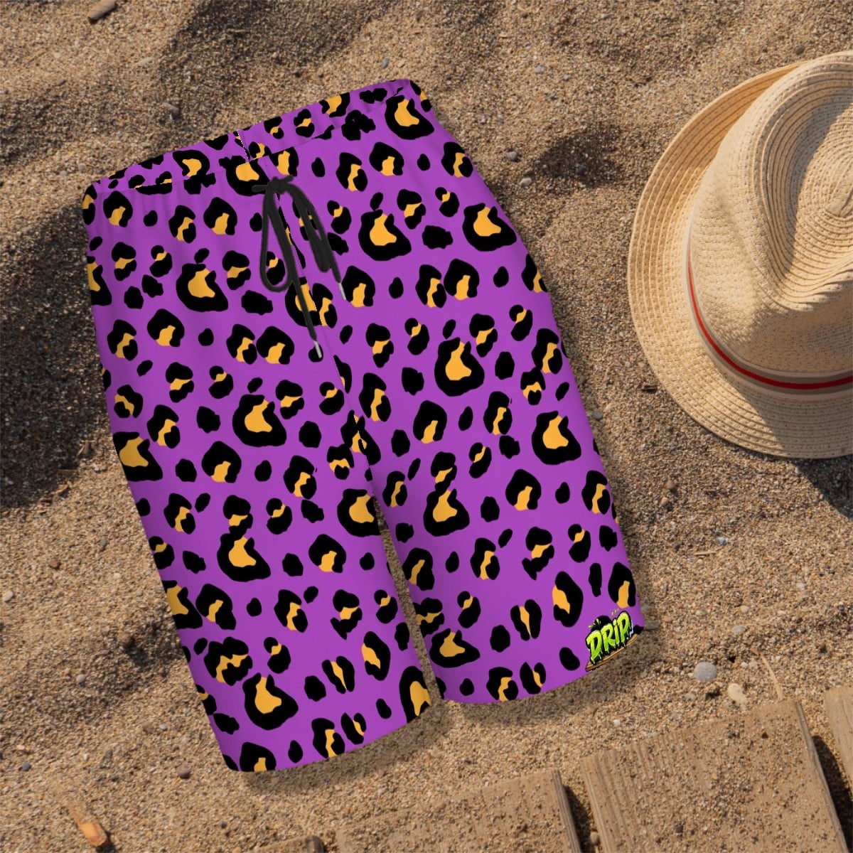 Youth Swim Shorts - Drip Bench Leopard Purple