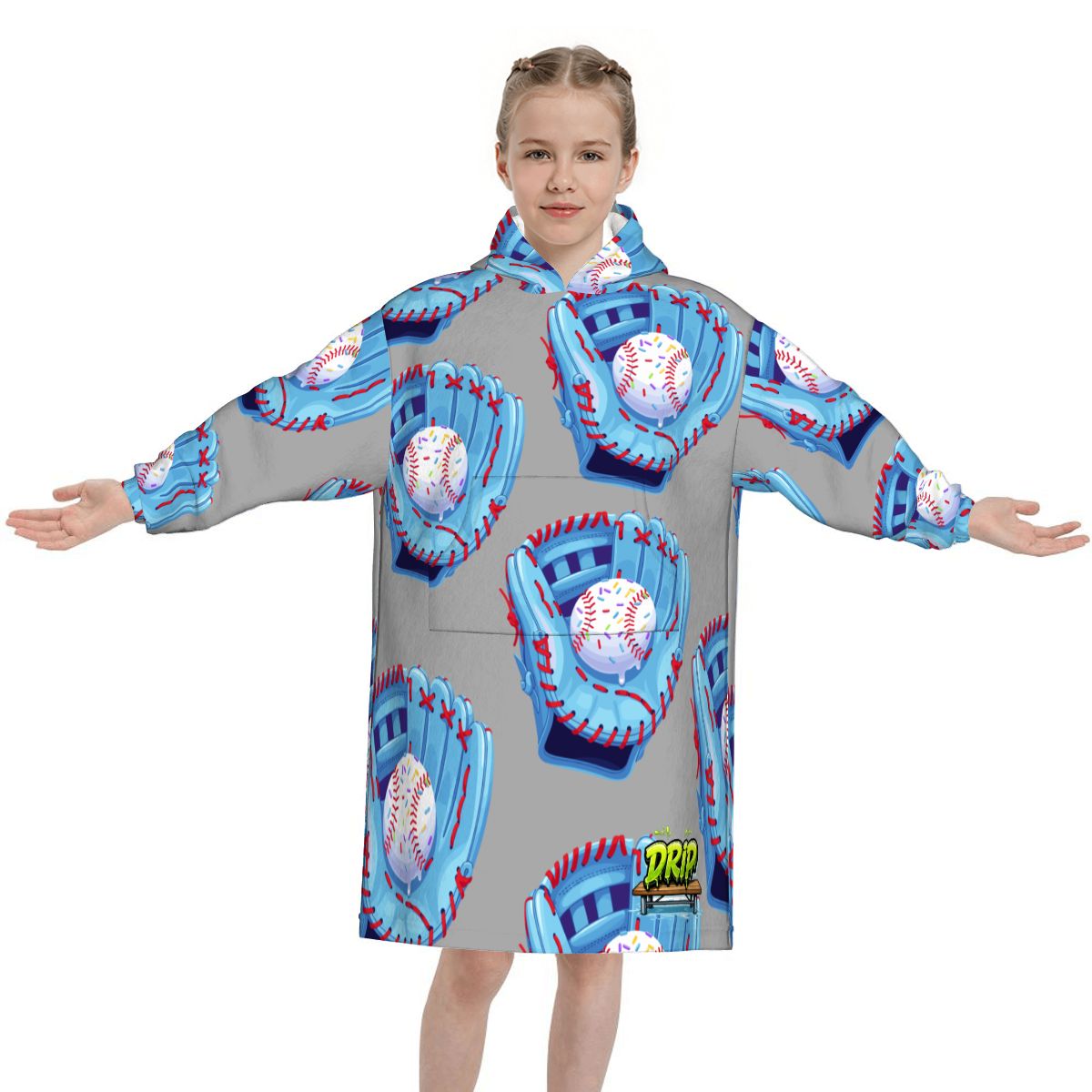 Youth Blanket Sweatshirt - Baseball Sprinkles Grey