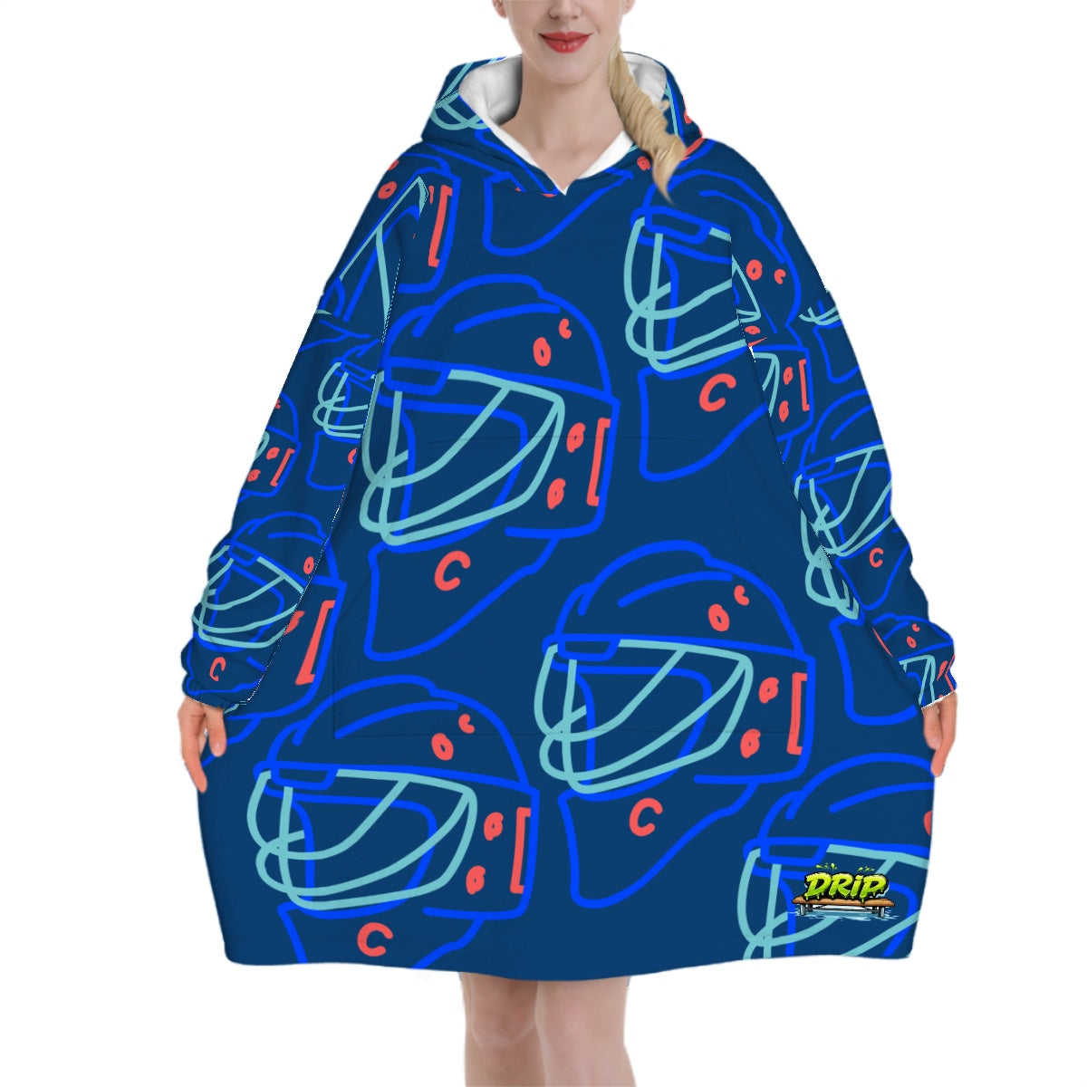 Adult Blanket Sweatshirt - Goalie Helmet Sketch Midnight