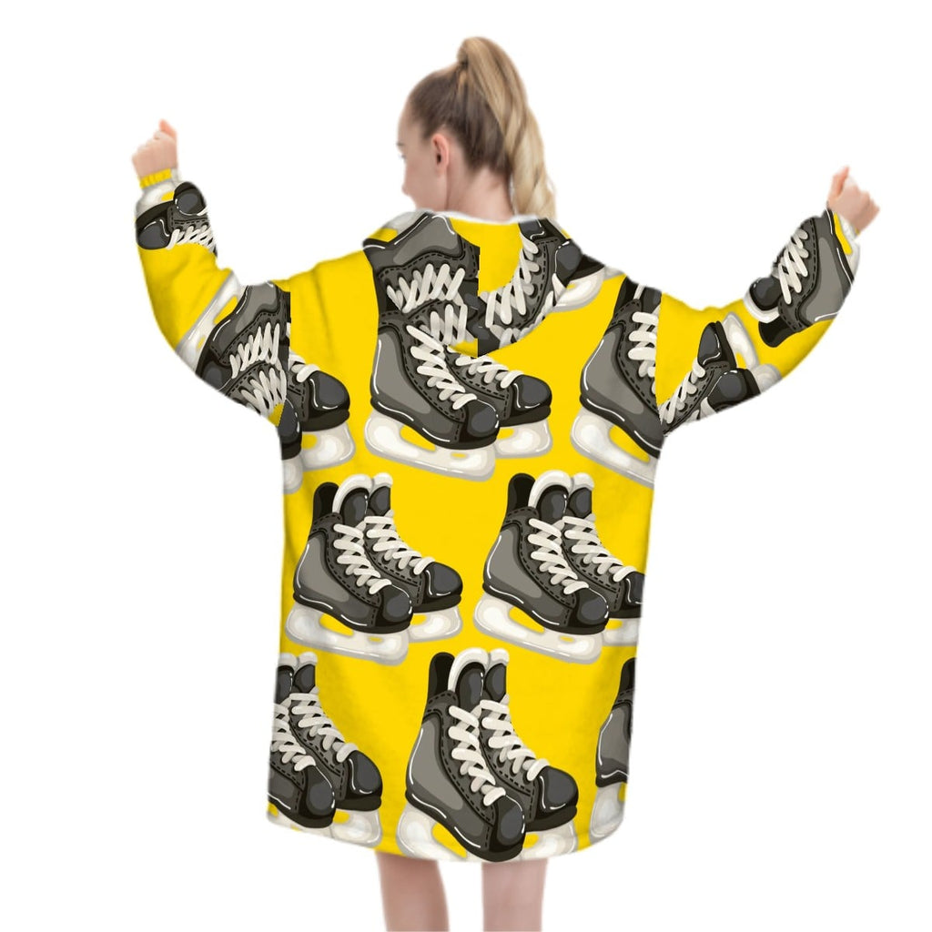 Adult Blanket Sweatshirt - Hockey Skates Classic Gold