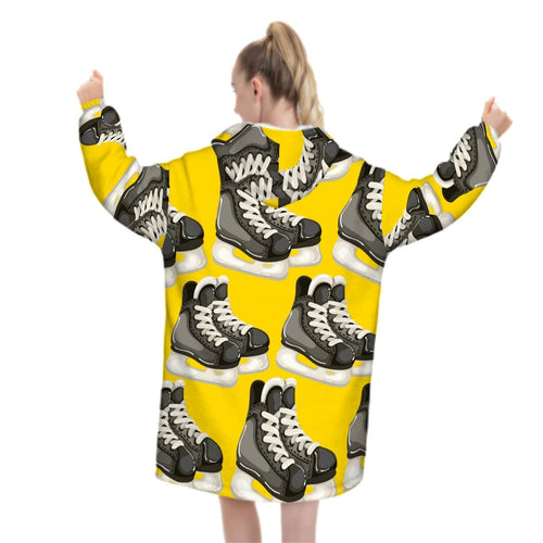 Adult Blanket Sweatshirt - Hockey Skates Classic Gold