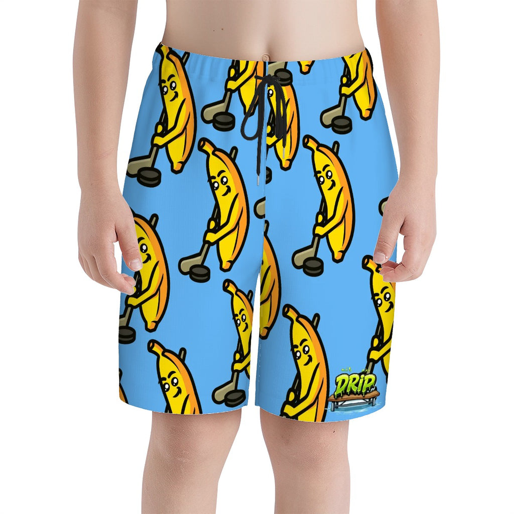 Youth Swim Shorts - Bananas for Hockey Sky Blue