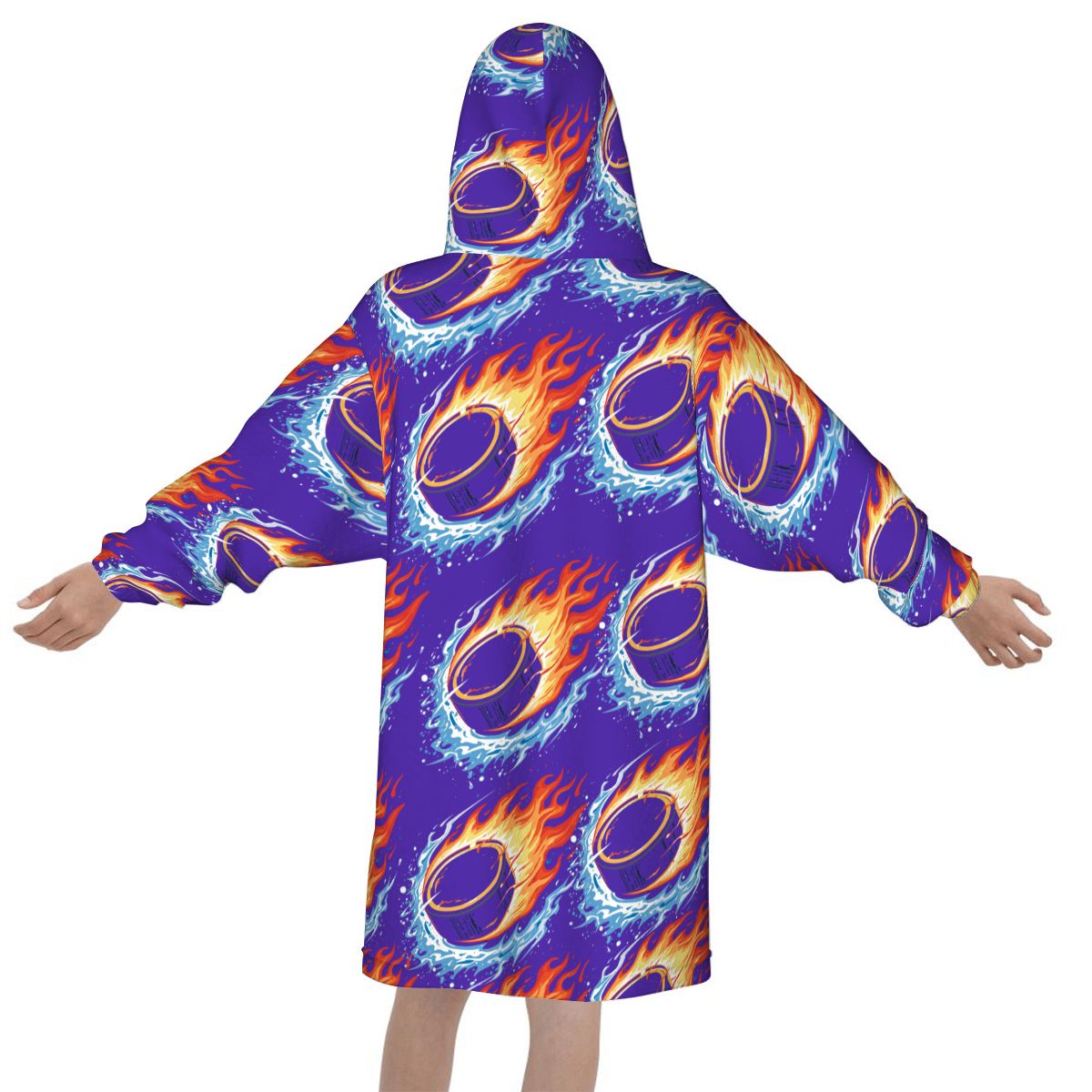 Youth Blanket Sweatshirt - Flamin Hockey Pucks Royal Purple