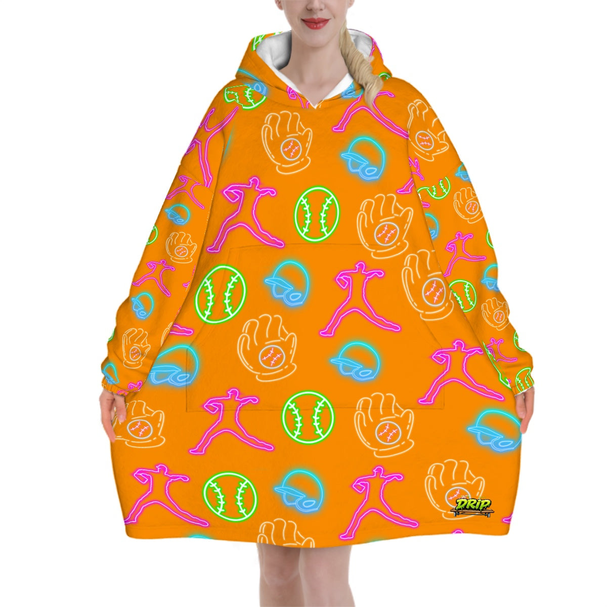 Adult Blanket Sweatshirt - Orange Neon Lights