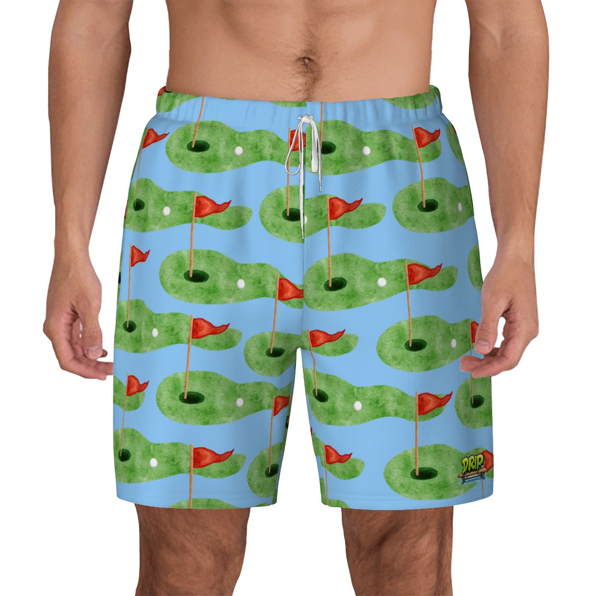 W2W Pro Mesh Hybrid Shorts - Green Hole Sketch Blue