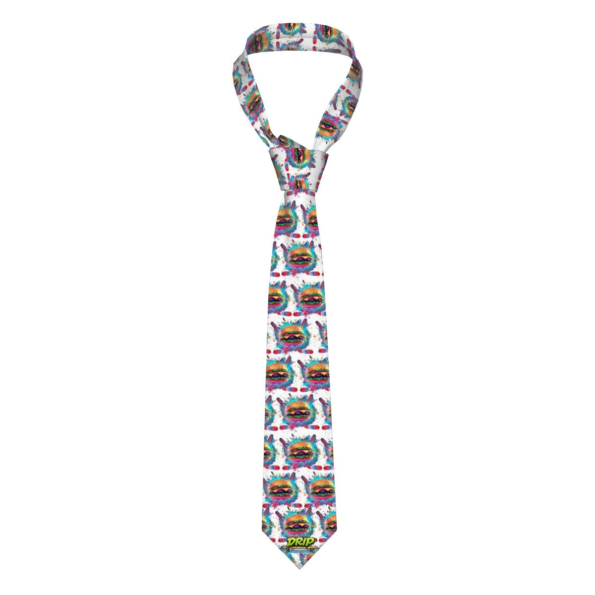 Game Day Tie - Cheeseburger and Hockey Sauce White