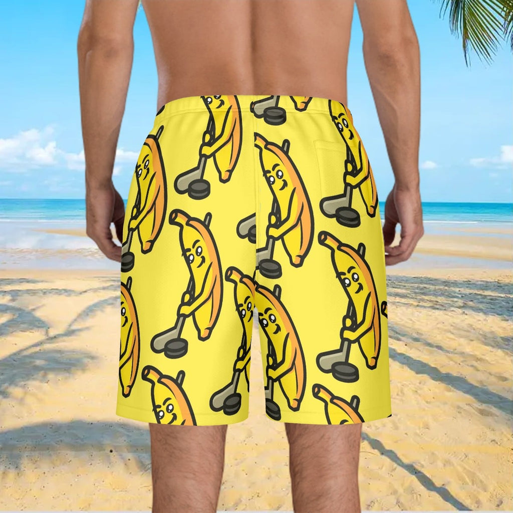 Men/Teen Swim Shorts - Bananas for Hockey Yellow